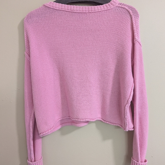 Cotton Candy LA Cropped Bubble Gum Pink Sweater - Picture 2 of 6